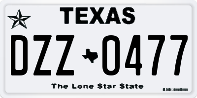 TX license plate DZZ0477