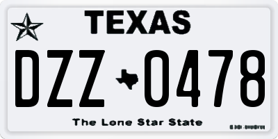 TX license plate DZZ0478