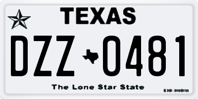 TX license plate DZZ0481