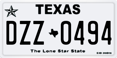 TX license plate DZZ0494