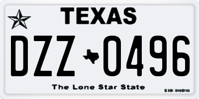 TX license plate DZZ0496