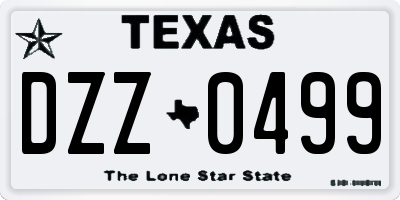 TX license plate DZZ0499