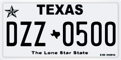 TX license plate DZZ0500