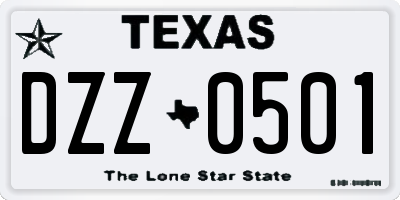 TX license plate DZZ0501