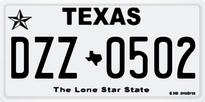 TX license plate DZZ0502