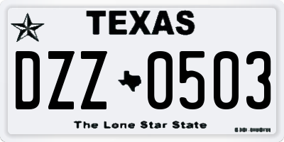 TX license plate DZZ0503