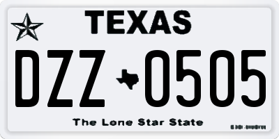 TX license plate DZZ0505