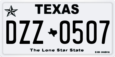 TX license plate DZZ0507