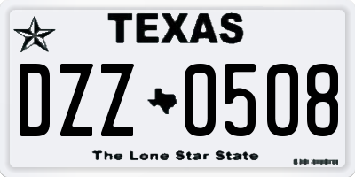 TX license plate DZZ0508