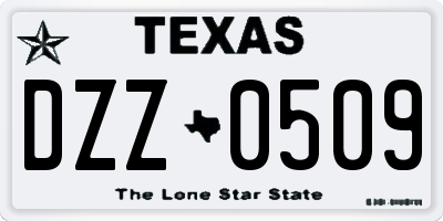 TX license plate DZZ0509