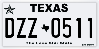 TX license plate DZZ0511