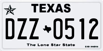 TX license plate DZZ0512