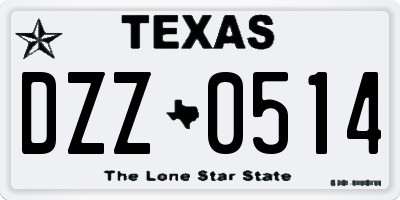 TX license plate DZZ0514