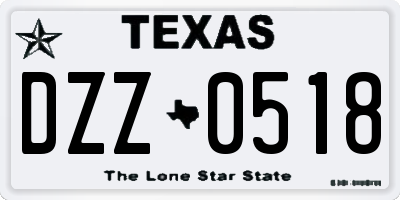 TX license plate DZZ0518