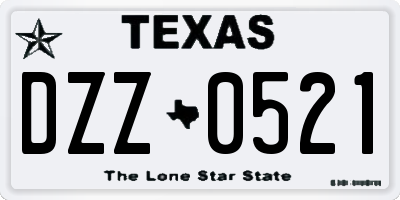 TX license plate DZZ0521