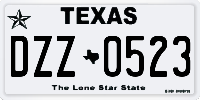 TX license plate DZZ0523