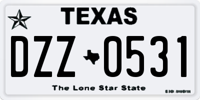 TX license plate DZZ0531