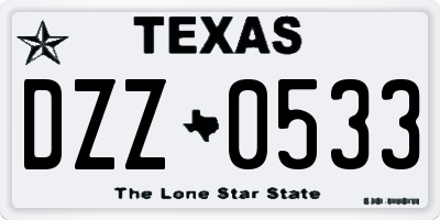 TX license plate DZZ0533