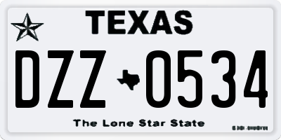 TX license plate DZZ0534