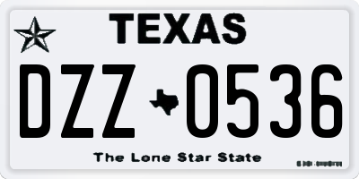 TX license plate DZZ0536