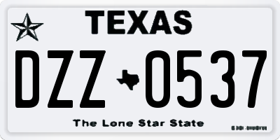 TX license plate DZZ0537