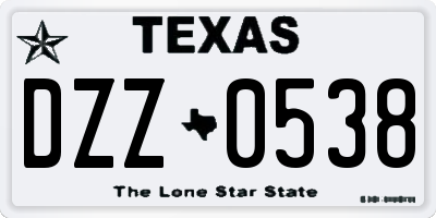 TX license plate DZZ0538