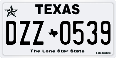 TX license plate DZZ0539