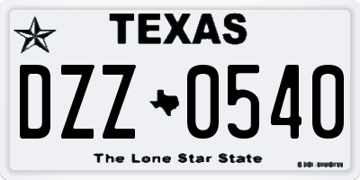 TX license plate DZZ0540