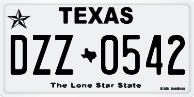 TX license plate DZZ0542