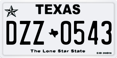 TX license plate DZZ0543