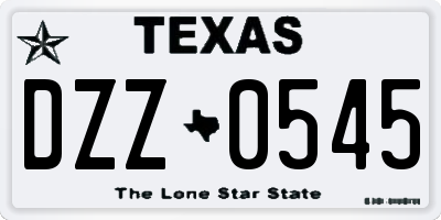 TX license plate DZZ0545