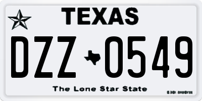 TX license plate DZZ0549