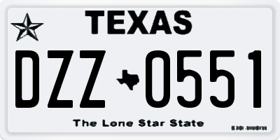 TX license plate DZZ0551