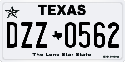 TX license plate DZZ0562