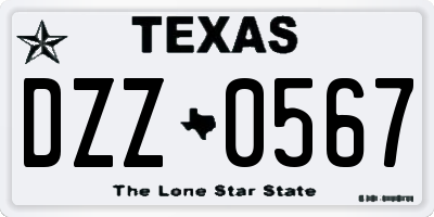 TX license plate DZZ0567