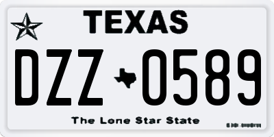 TX license plate DZZ0589