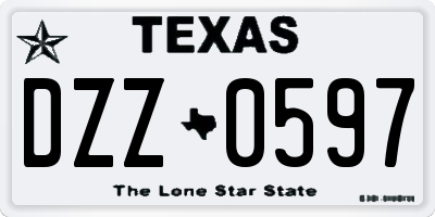 TX license plate DZZ0597