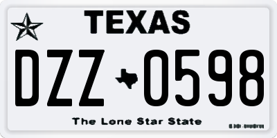 TX license plate DZZ0598