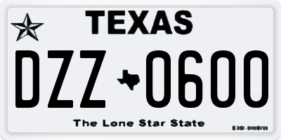 TX license plate DZZ0600