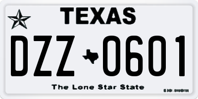 TX license plate DZZ0601