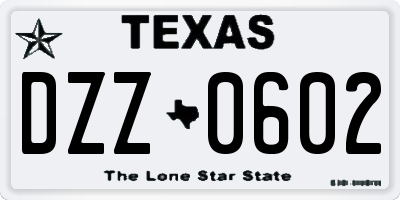 TX license plate DZZ0602