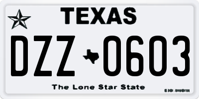 TX license plate DZZ0603