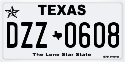 TX license plate DZZ0608