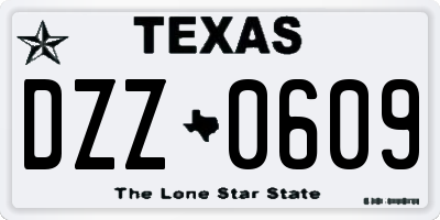 TX license plate DZZ0609