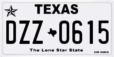 TX license plate DZZ0615