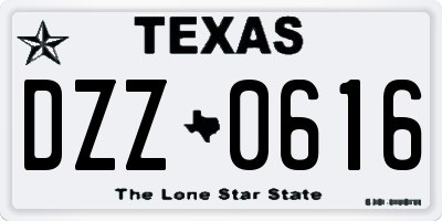 TX license plate DZZ0616