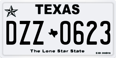 TX license plate DZZ0623