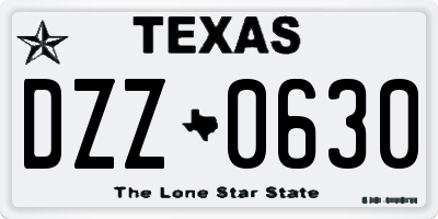 TX license plate DZZ0630