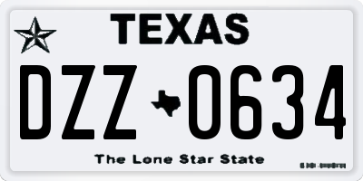 TX license plate DZZ0634