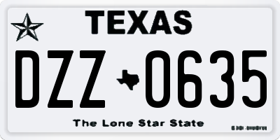 TX license plate DZZ0635